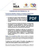 Comunicado de Prensa 191 - Riesgo Acueducto Santa Marta