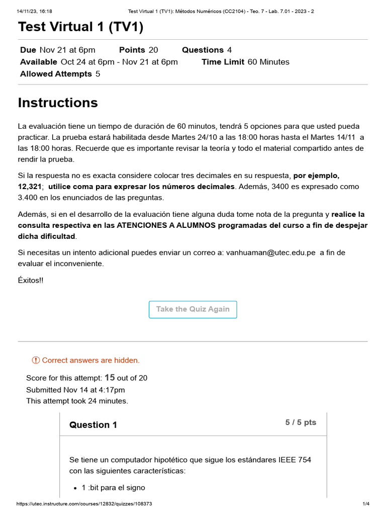 Test Virtual 1 (TV1) - Métodos Numéricos (CC2104) - Teo. 7 - Lab. 7.01 ...