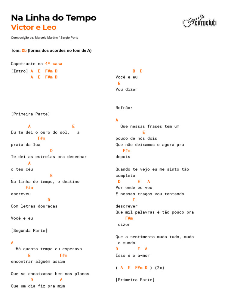 Cifra Club - Victor e Leo - Na Linha do Tempo | PDF | Música gravada