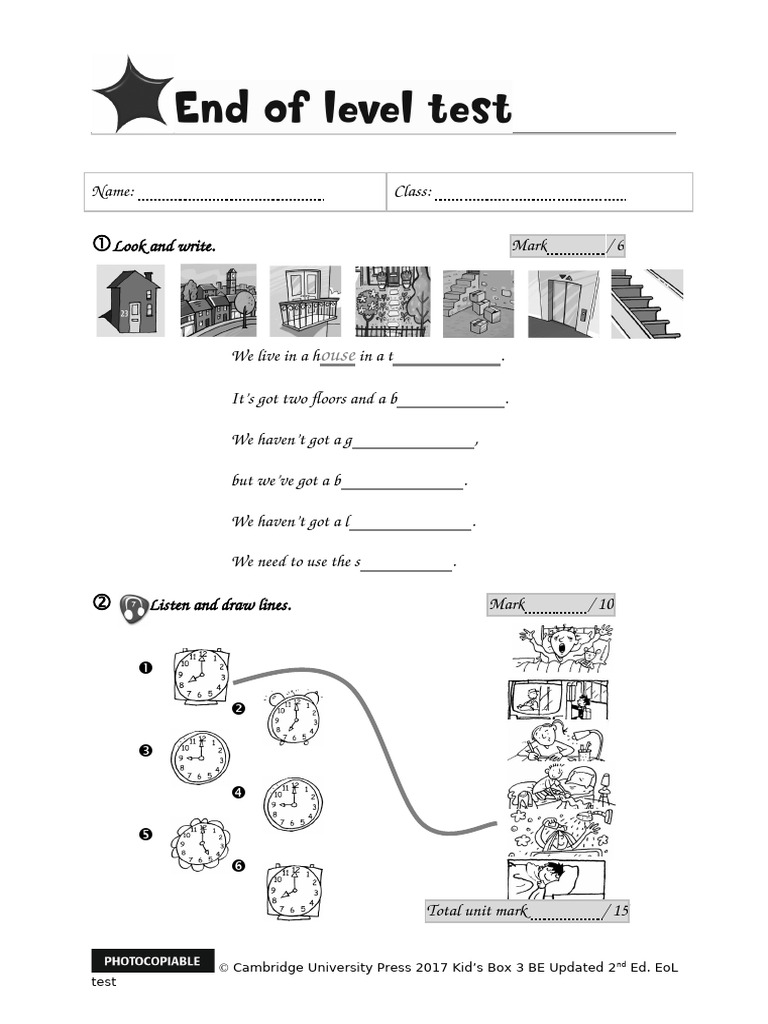 Kid's Box 3 Unit 2 Test | PDF