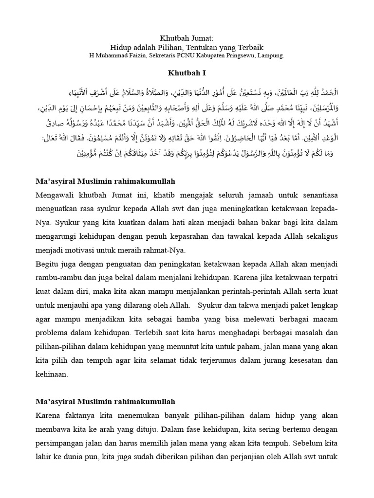 Hidup Adalah Pilihan, Tentukan Yang Terbaik | PDF