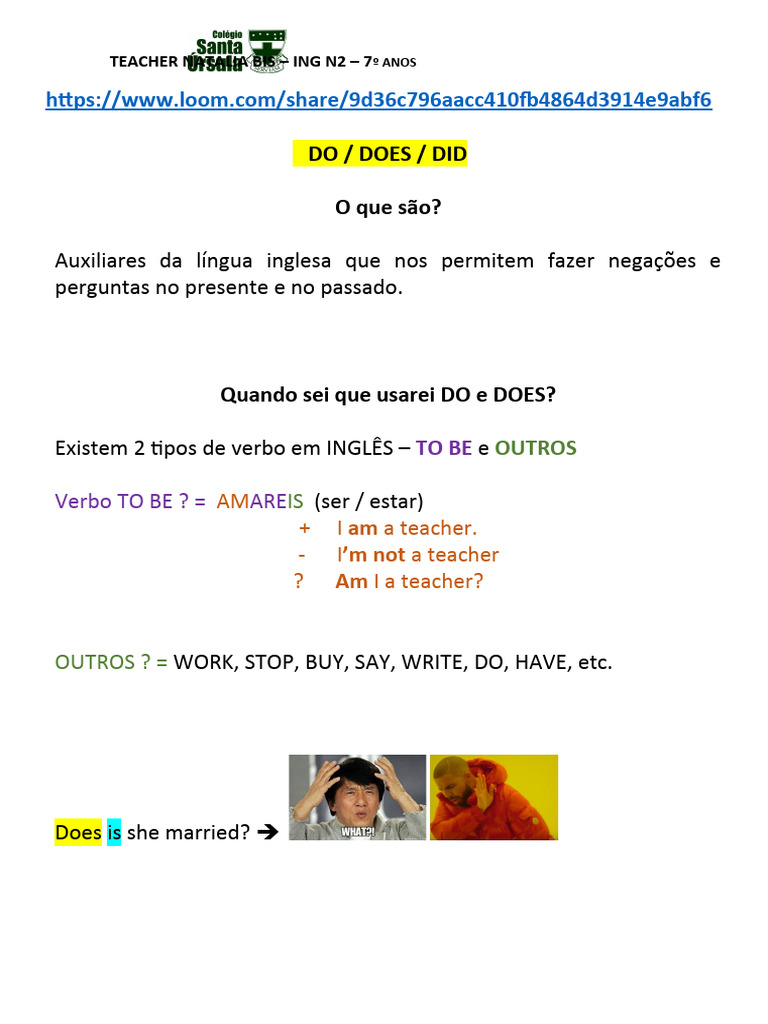 Uso de DO e DOES em Inglês | PDF | Artes Linguísticas e Disciplina