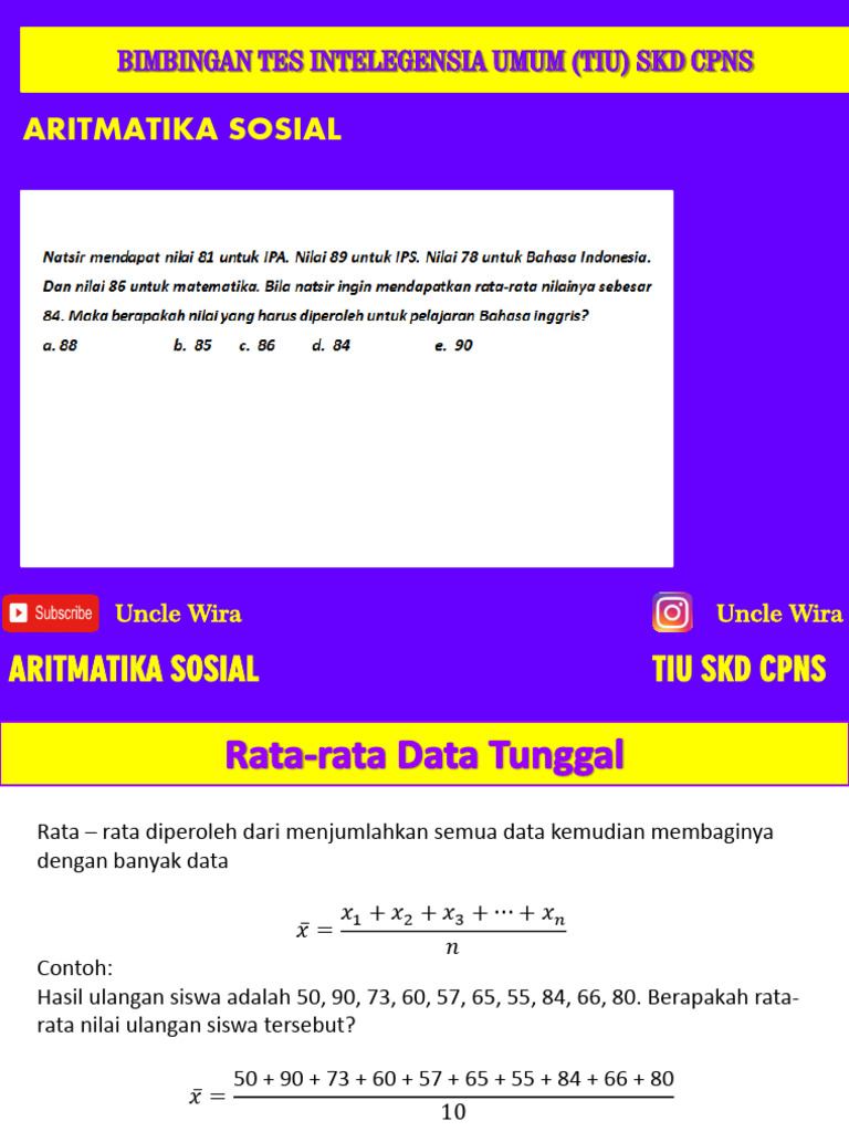 Rata-rata Nilai dan Soal Aritmatika | PDF