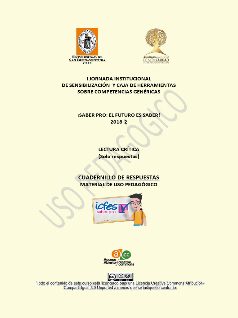 Cuadernillo de Respuestas - Lectura Crtica | PDF | Felicidad | Justicia