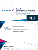 Aula 7 (Planejamento e Controle - Duração de Atividades) - CC1 - Slide