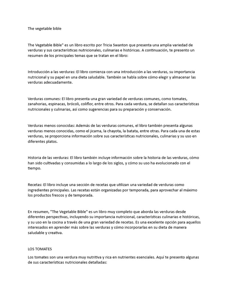 The Vegetable Bible PDF Vegetales Antioxidante
