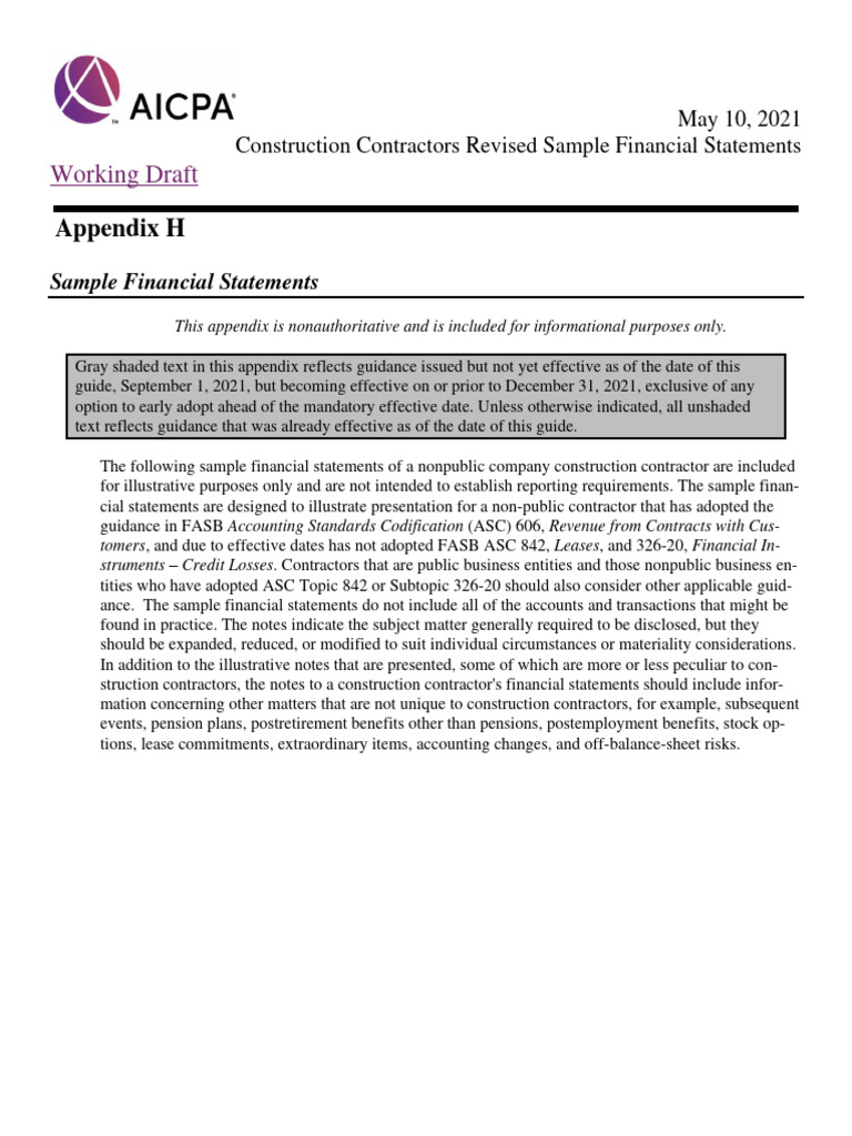 Construction Contractor Financial Statements | PDF | Consolidation ...