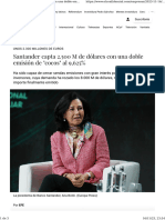 Santander Capta 2.500 M de Dólares Con Una Doble Emisión de Cocos Al 9,625%