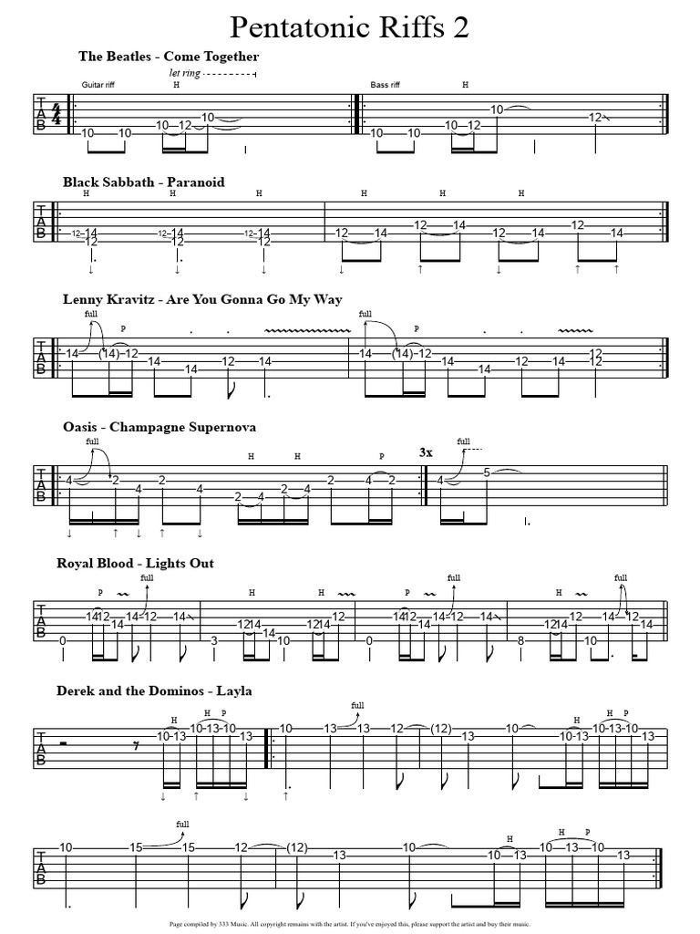 Guitar: Pentatonic Riffs 2 | PDF | English Music | Recorded Music