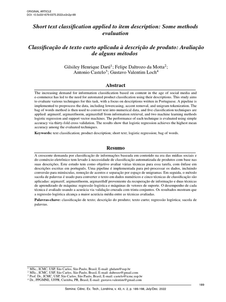 Dar short text classification pdf cibern tica matem tica aplicada