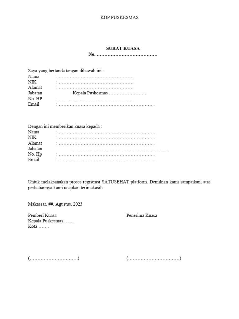 Template surat kuasa pdf