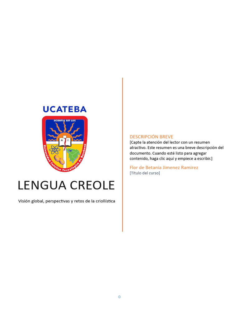 Lengua Creole PDF Lingüística Idioma en Inglés
