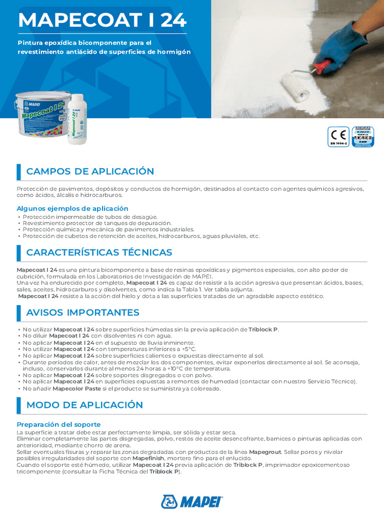 Mapecoat I 24: Pintura Epoxídica Protectora | PDF | Hormigón | Pinturas