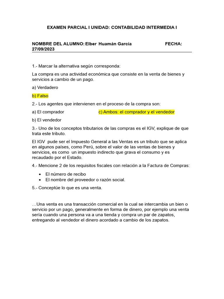 Examen Parcial Contabilidad Intermedia I | PDF | Impuestos | Business