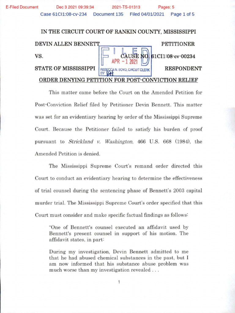 Circuit Court Ruling PDF Strickland V. Washington Mental