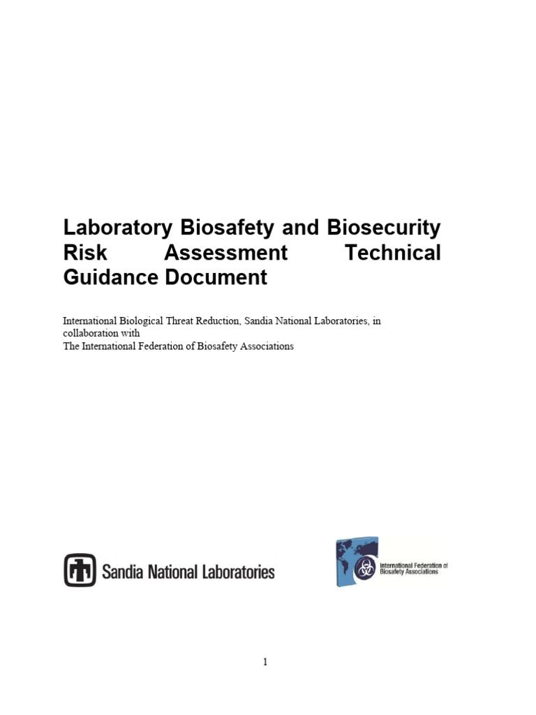 Laboratory Biosafety Biosecurity Guidance PDF Risk Risk Assessment