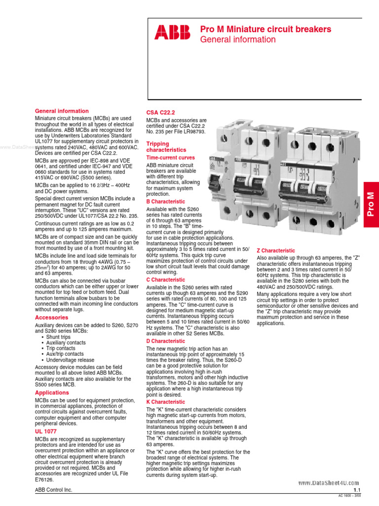 General Information: Pro M Miniature Circuit Breakers | PDF ...