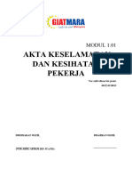 Akta Keselamatan Dan Kesihatan Pekerja: MODUL 1.01