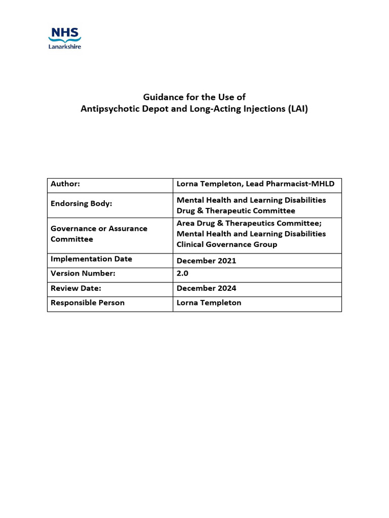 Antipsychotic Depot and LAI Guidance | PDF | Antipsychotic | Risperidone