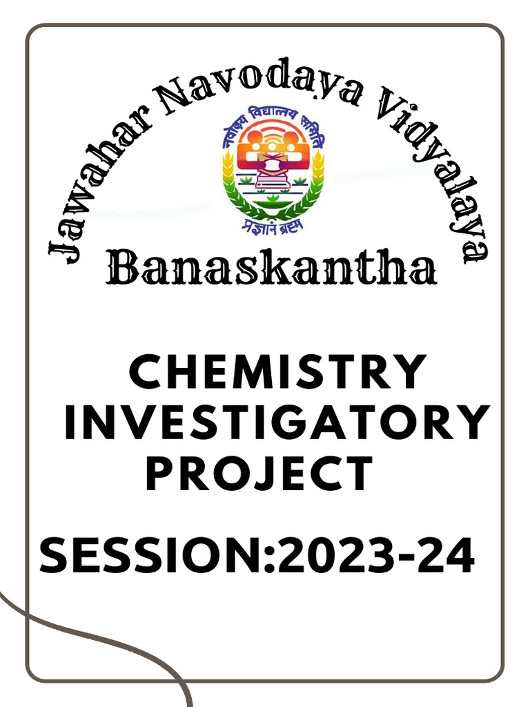 Chemistry investigatory project cbse pdf
