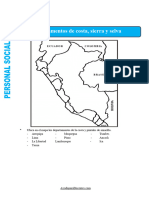 Departamentos de La Costa Sierra y Selva para Tercero de Primaria