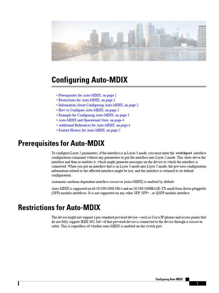 Configuring Auto Mdix PDF Network Architecture Computer Standards