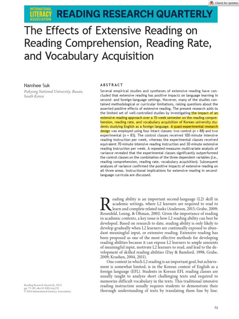 Impact of Extensive Reading on L2 Skills | PDF | Second Language | Fluency