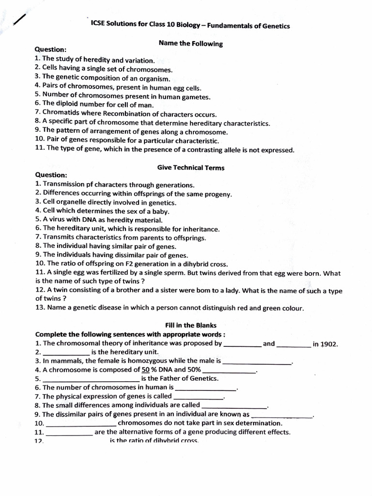 Genetics Fundamentals for ICSE Class 10 | PDF | Genetics | Heredity