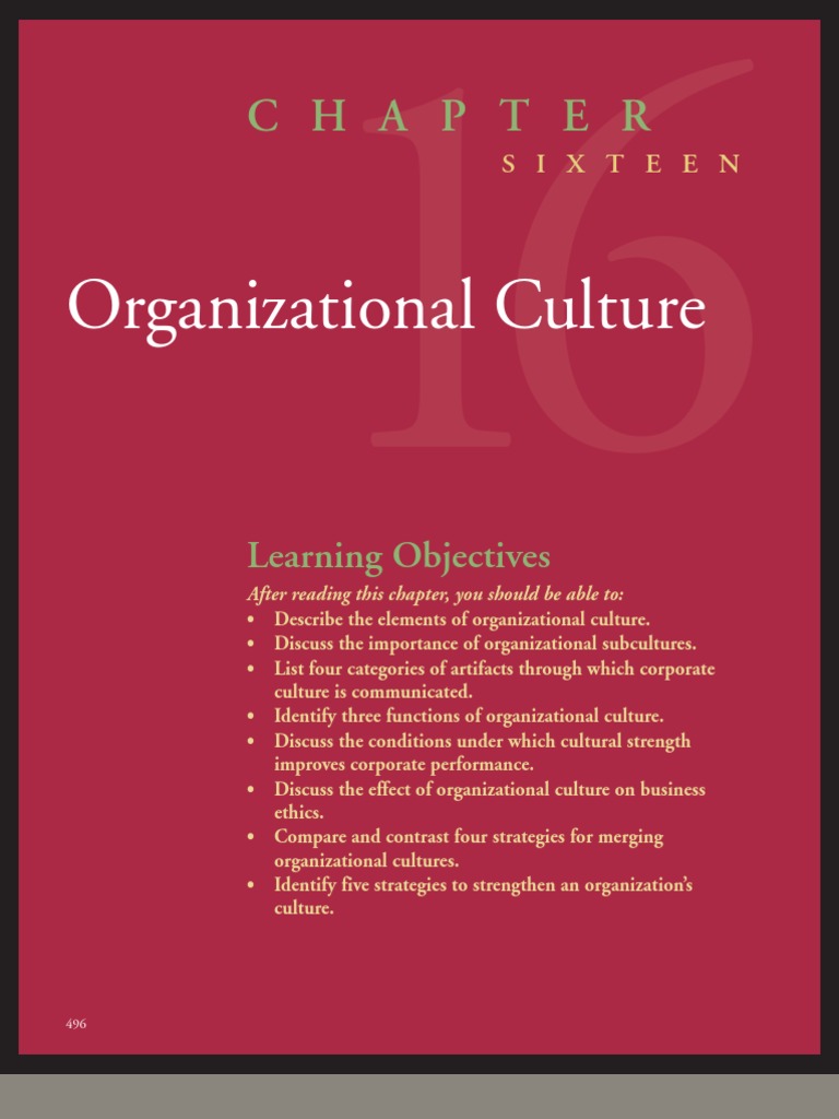 McShane16 Organizational Culture | PDF | Career & Growth | Business