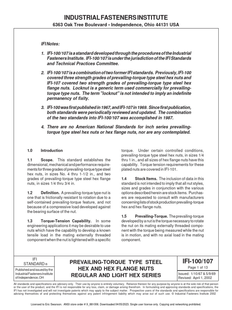 Ifi 100 7 pdf screw nut hardware 