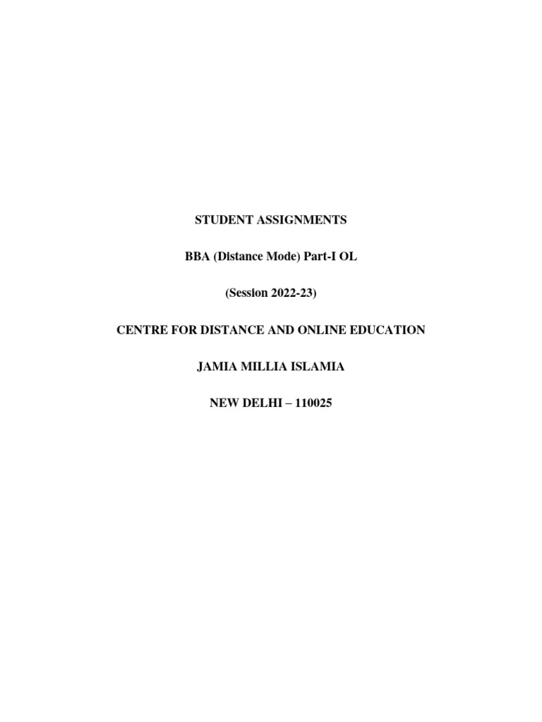 BBA Distance Learning Assignment Guide | PDF | Marketing | Perfect ...