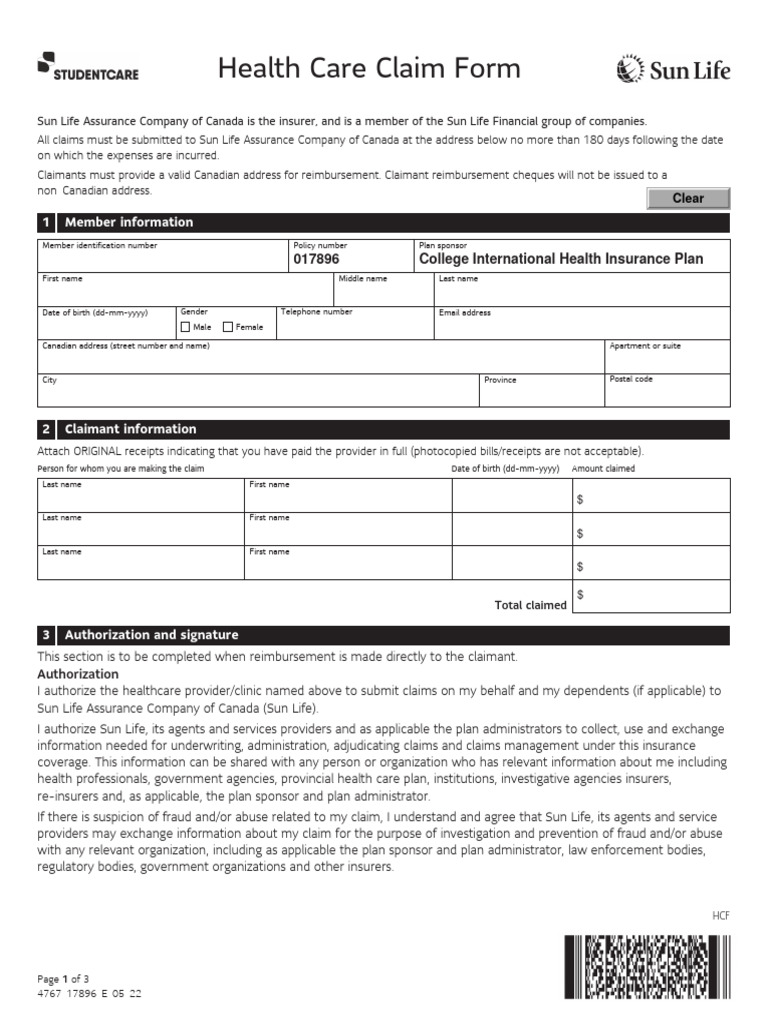 claim form health conestoga PDF Life Insurance Insurance