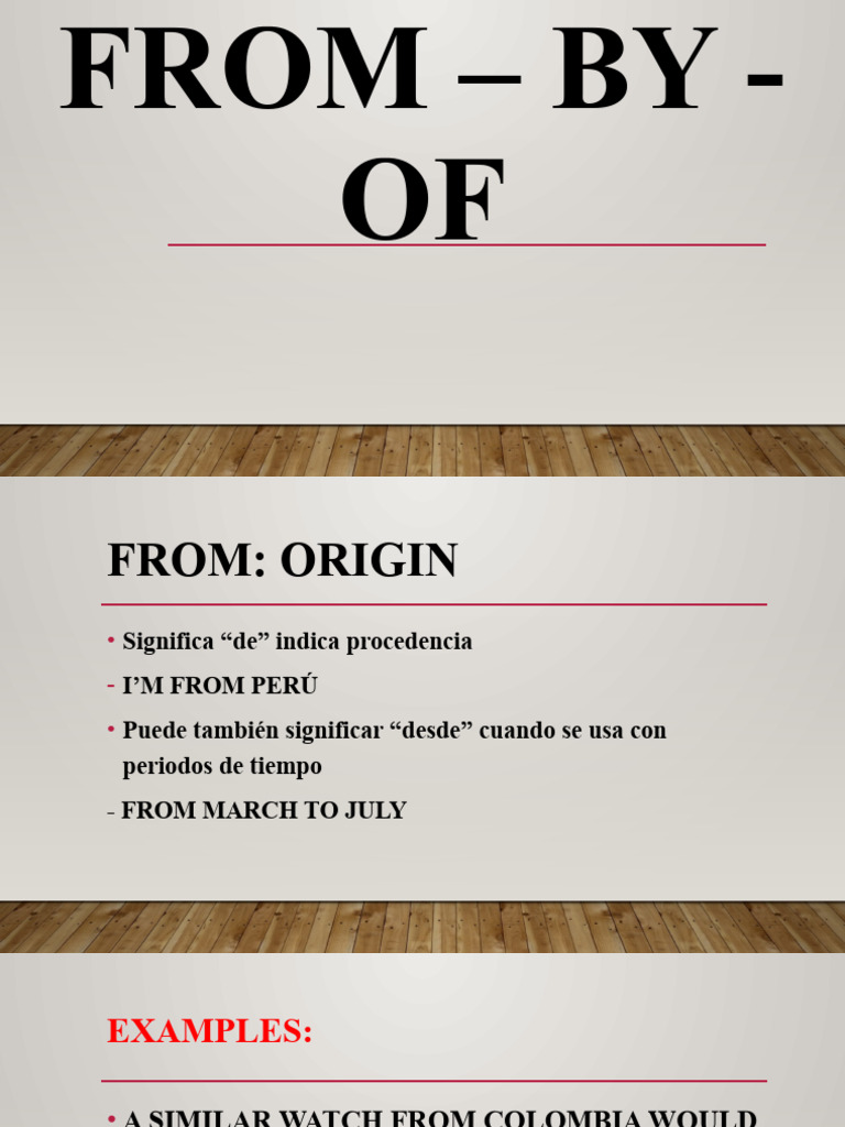 Uso de From, Of y By en Inglés | PDF