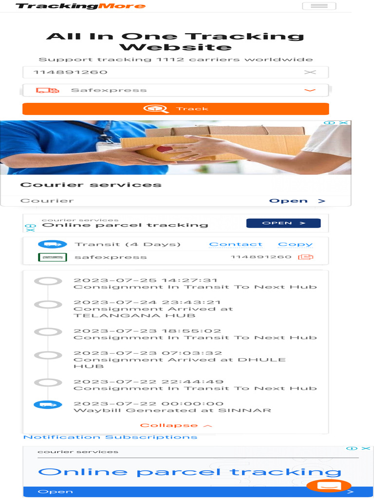 Safexpress Tracking PDF