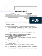 Cuestionario Inicial Nueva en La Ciudad Procesos de Manufactura