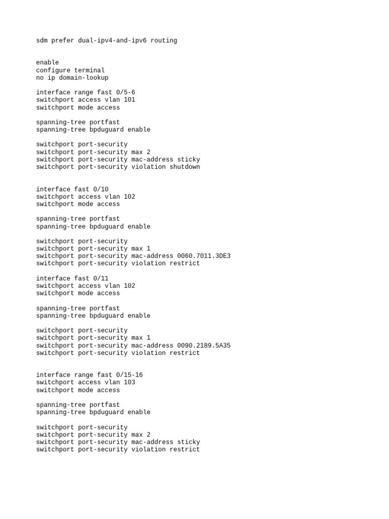 Configurar PortSecurity and Portfast PDF