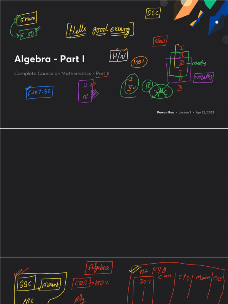 Algebra Part I With Anno | PDF