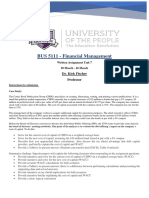 BUS 5111 - Financial Management - Written Assignment Unit 7
