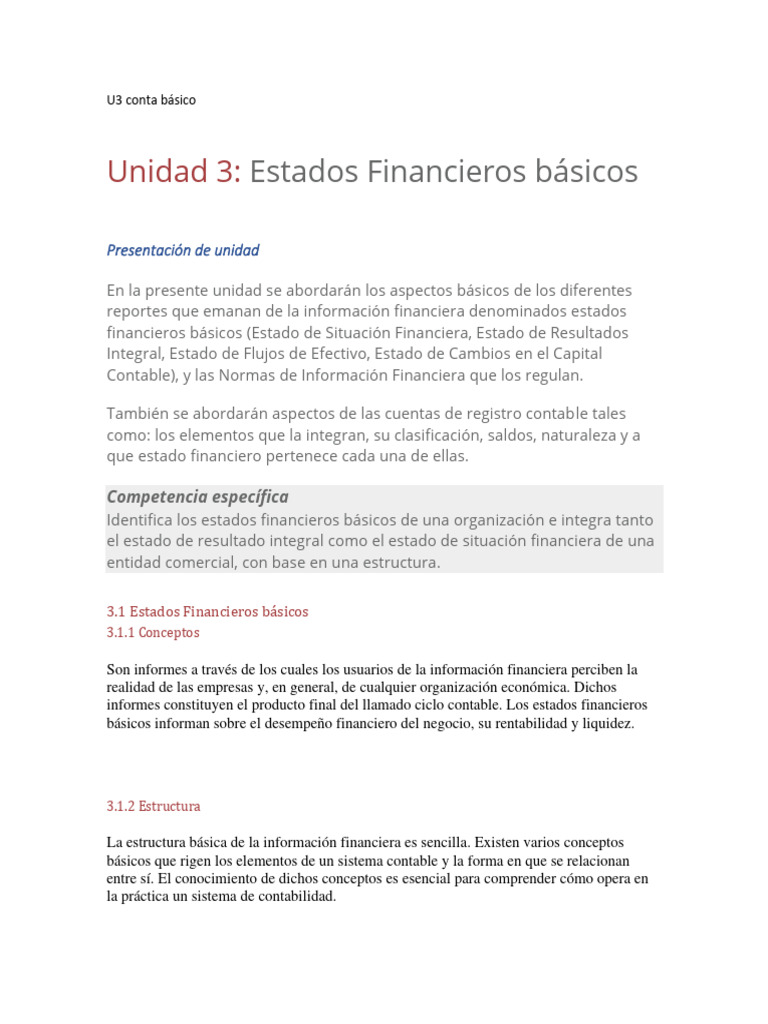 Estados Financieros Basicos Pdf Contabilidad Business