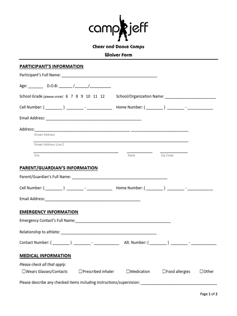 Camp Jeff Waiver Form 2021 PDF Common Law Private Law Camp Jeff Waiver Form 2021 PDF Common Law Private Law