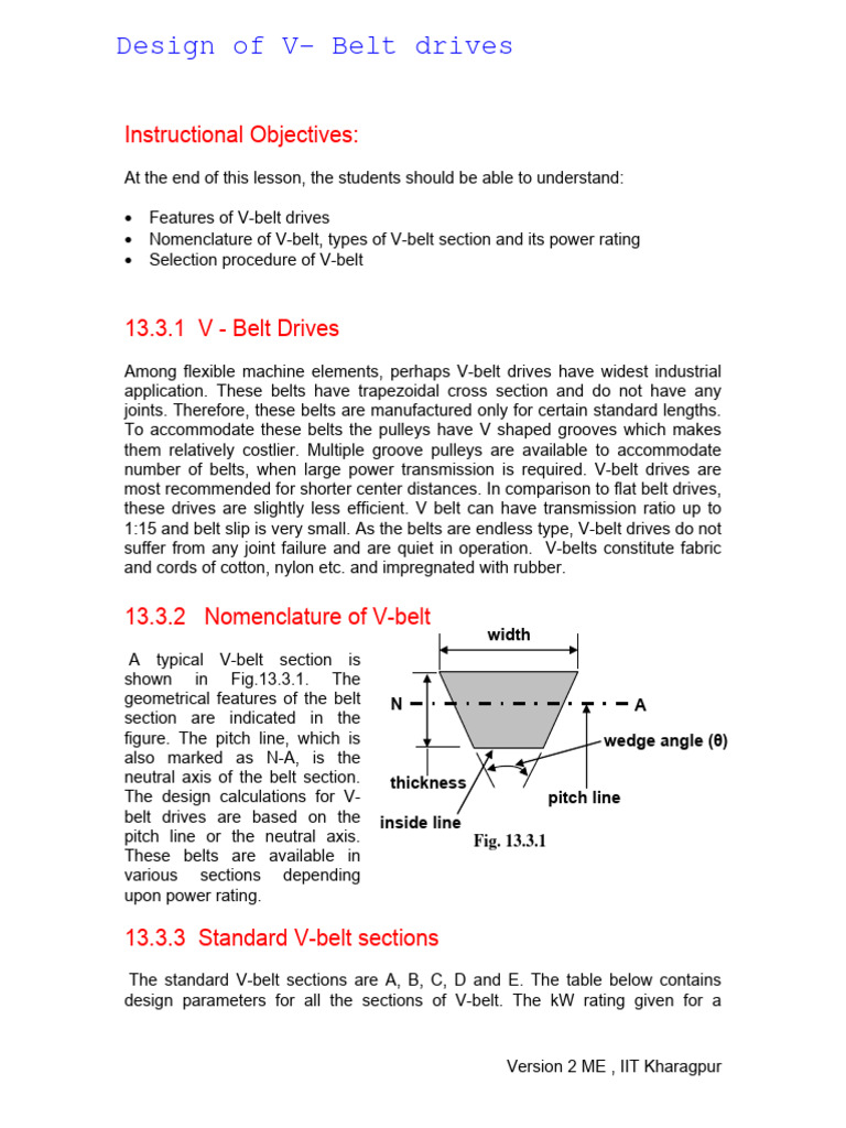 Design of Vbelt Drives | PDF | Belt (Mechanical) | Applied And ...