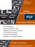 Lea4 Module 1: Planning and Development Lesson 3: Steps in Planning
