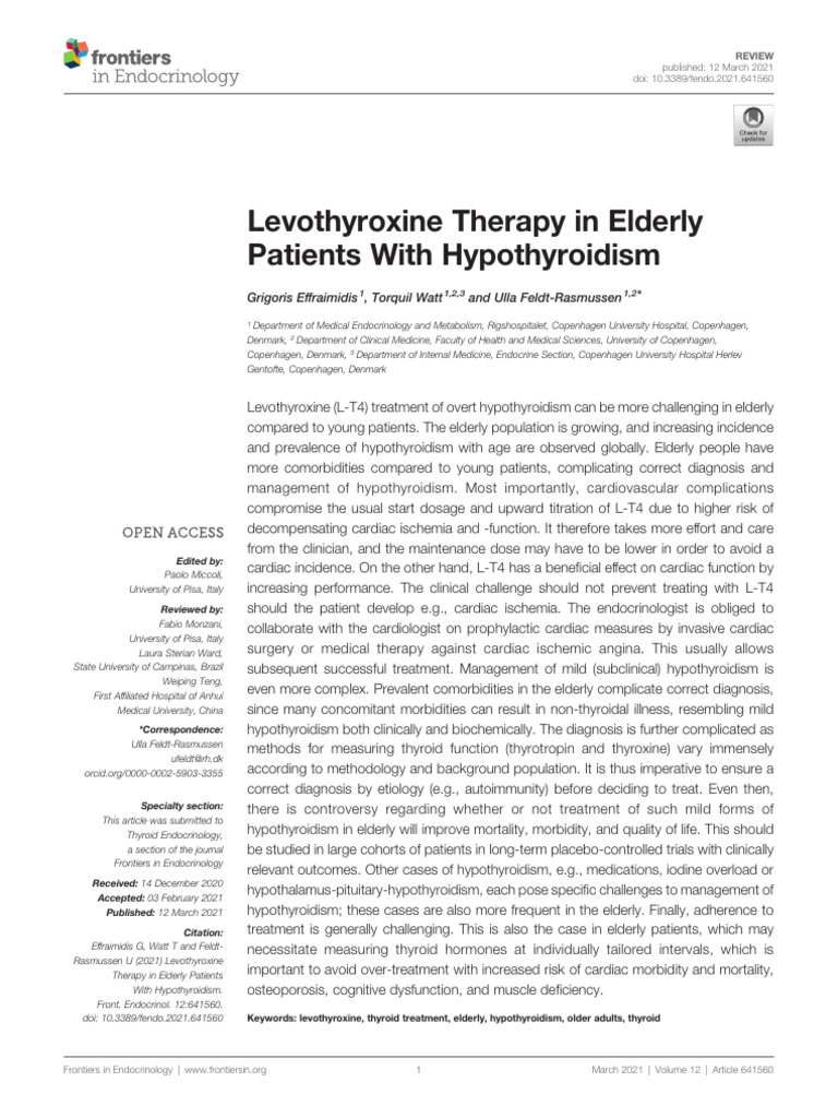 Levothyroxine PDF Hypothyroidism Thyroid Stimulating Hormone