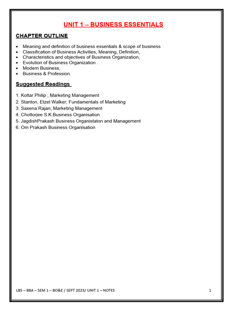 Notes Unit 1 - Bussiness Essentials | PDF | Business | Corporate Social ...