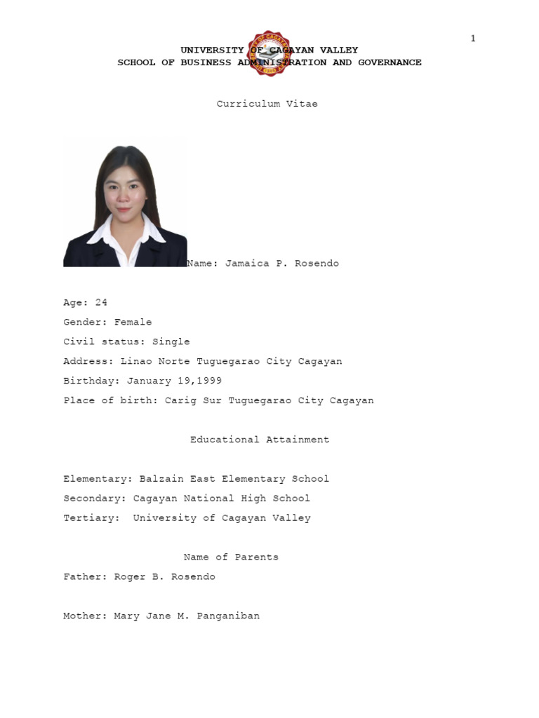 Curriculum Vitae Jamaica PDF
