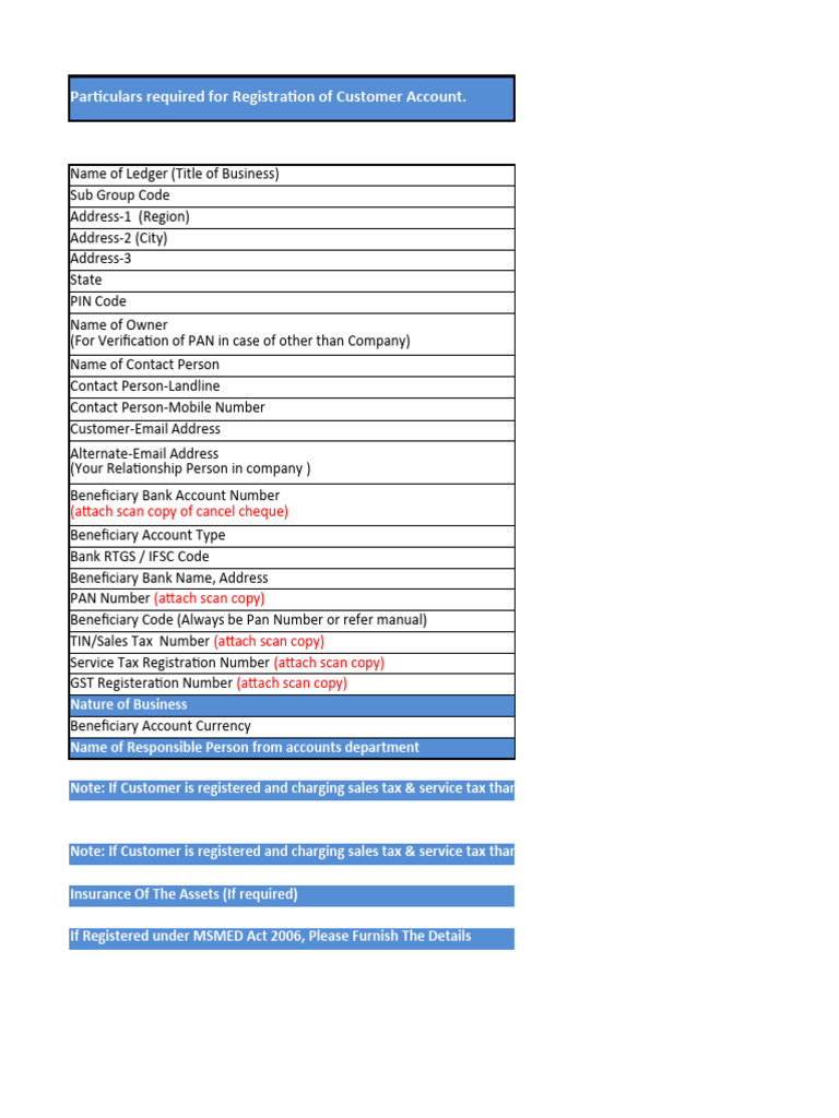 Customer Account Registration Requirements | PDF