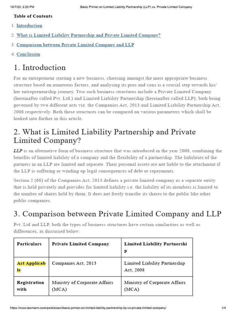 One Person Company Vs Private Limited Company