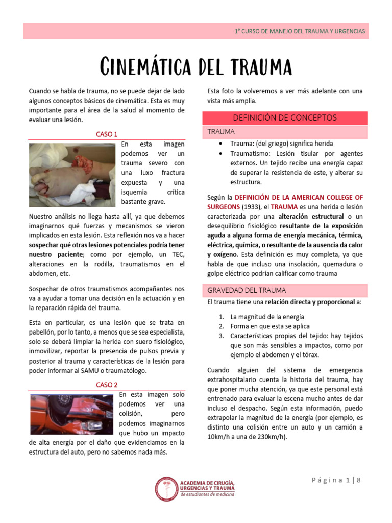 Cinemática Del Trauma | PDF | Lesión