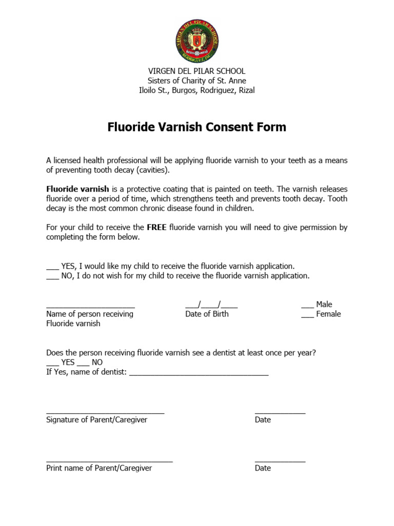 Fluoride Varnish Consent Form PDF