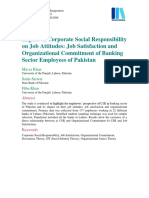 Impact of Corporate Social Responsibility On Job Attitudes-Job Satisfaction and Organizational Commitment of Banking Sector Employees of Pakistan